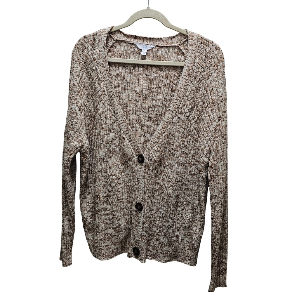TIME and TRU Cardigan Sweater XL Multi‎ Speckled Knit Button Front Relaxed Fit